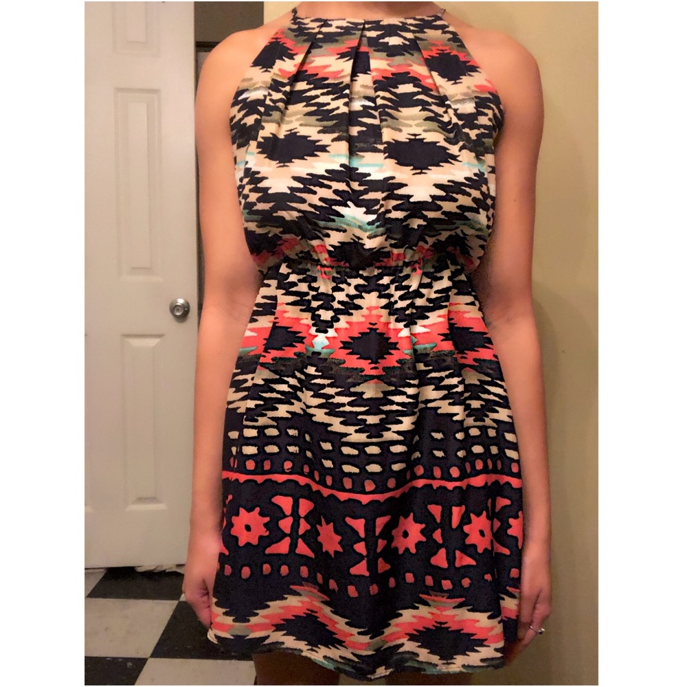 Sleeveless Halter Tribal Print Dress✨🌸